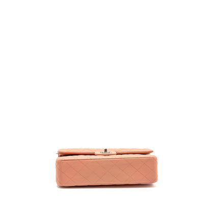 Chanel Medium Classic Double flap bag lambskin pink SHW (microchip)