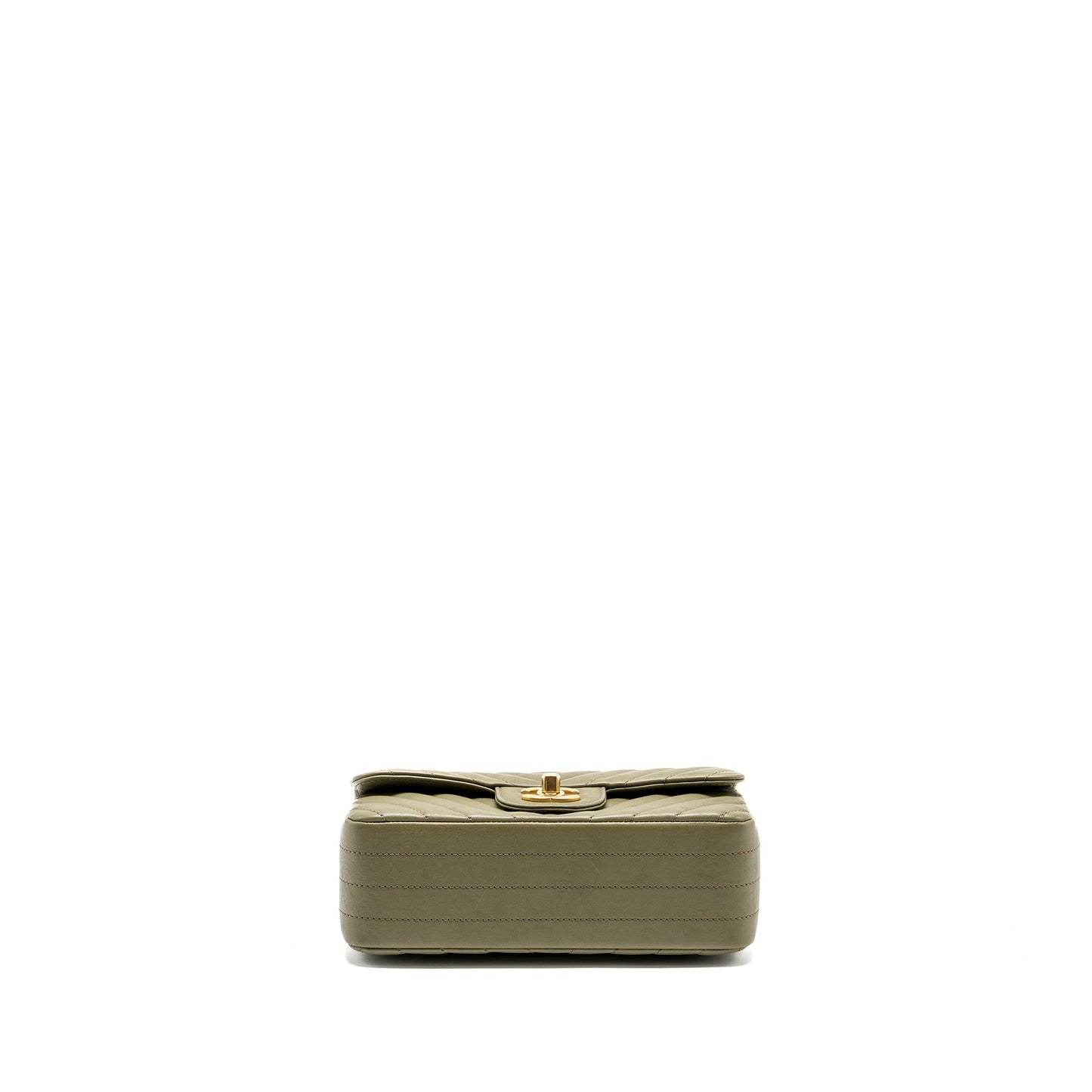 Chanel Chevron Mini Rectangular Flap Bag Calfskin Khaki GHW