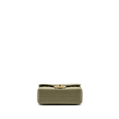 Chanel Chevron Mini Rectangular Flap Bag Calfskin Khaki GHW