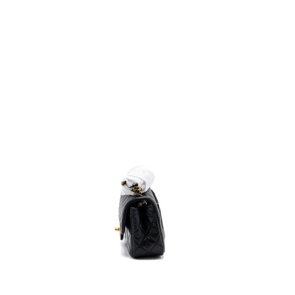 CHANEL PEARL CRUSH MINI RECTANGULAR LAMBSKIN BLACK BRUSHED GHW (MICROCHIP)