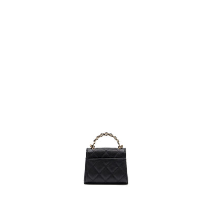 Chanel Mini Top Handle Flap Bag Caviar Black LGHW (microchip)