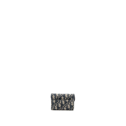 Dior Saddle Flap Card Holder Oblique Canvas blue