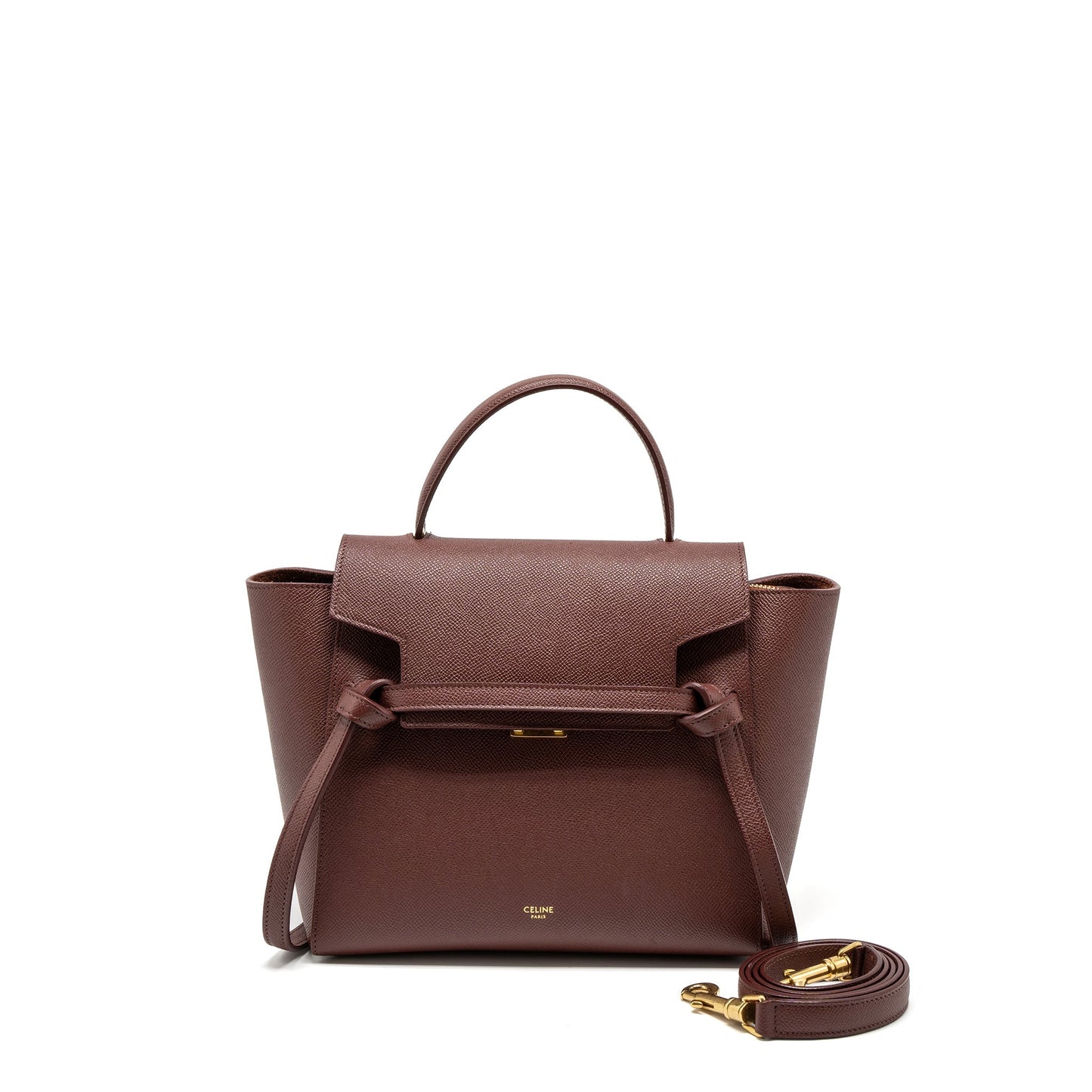 Celine Micro Belt Purse Grained Calfskin Burgundy