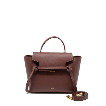 Celine Micro Belt Purse Grained Calfskin Burgundy