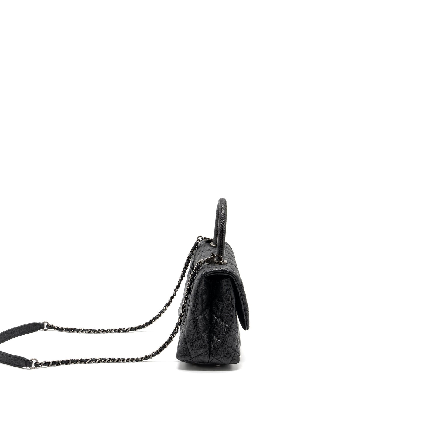 Chanel small coco handle caviar / lizard handle black ruthenium hardware