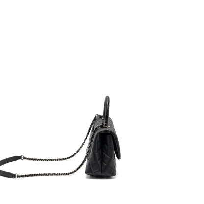 Chanel small coco handle caviar / lizard handle black ruthenium hardware
