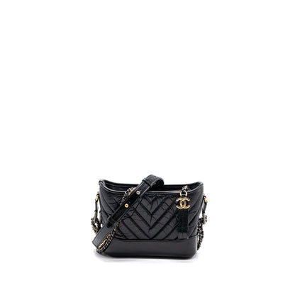 Chanel chevron small Gabrielle hobo bag calfskin black multicolor hardware