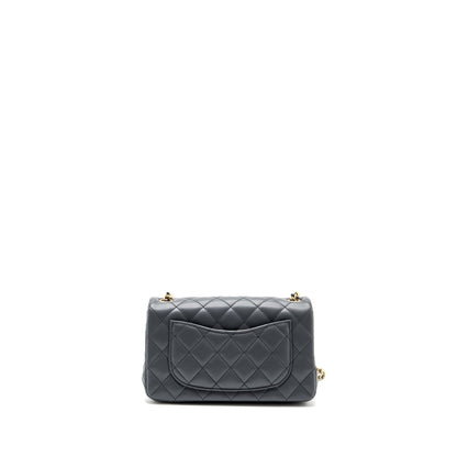 Chanel pearl crush mini rectangular flap bag Lambskin dark grey GHW (microchip)