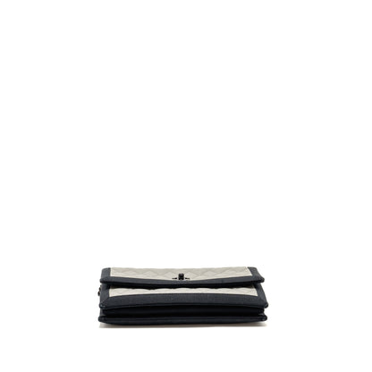 Chanel quilted flap with fabric edge lambskin grey/ black with black hardware