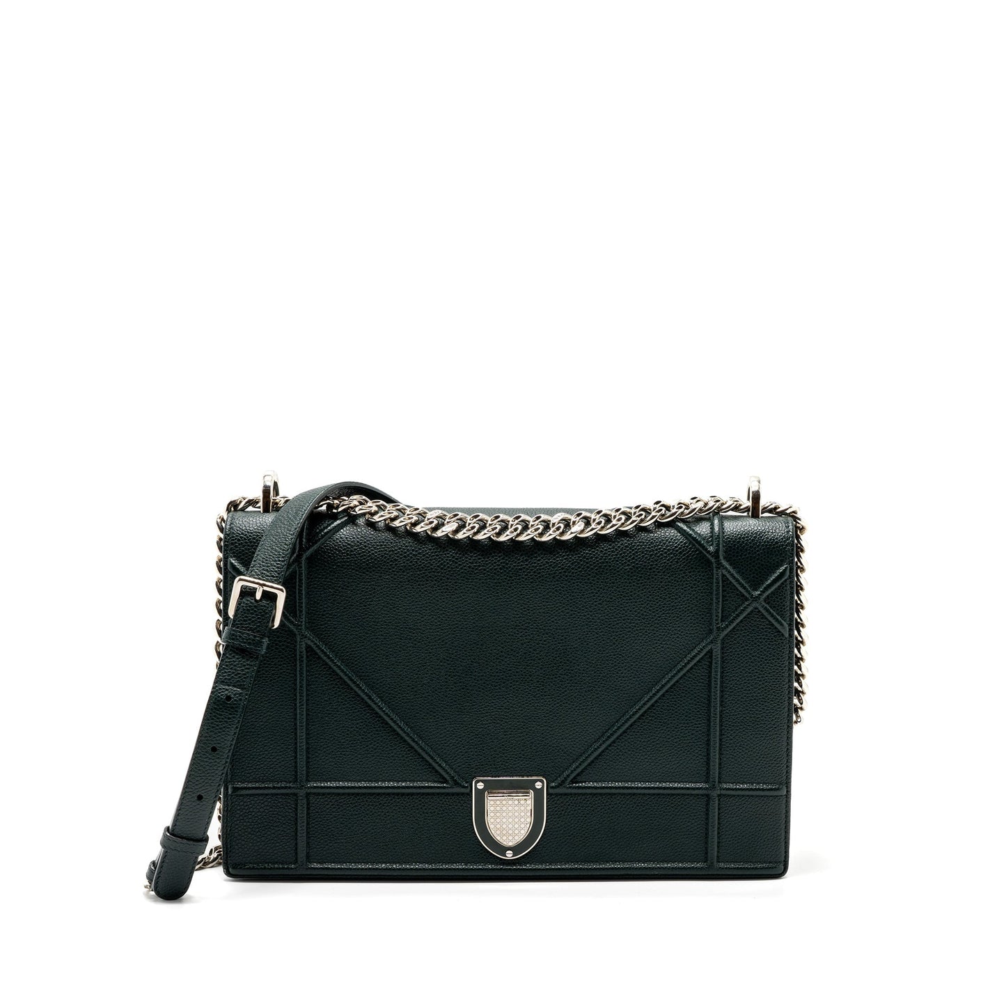 Dior Large Diorama Purse Grained Calfskin Dark Green
