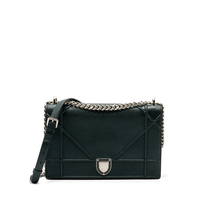 Dior Large Diorama Purse Grained Calfskin Dark Green