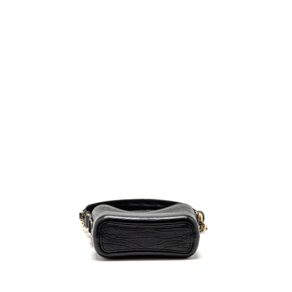 Chanel Small Gabrielle Hobo Bag With Top Handle Croc-embossed Calfskin Black Multicolour Hardware