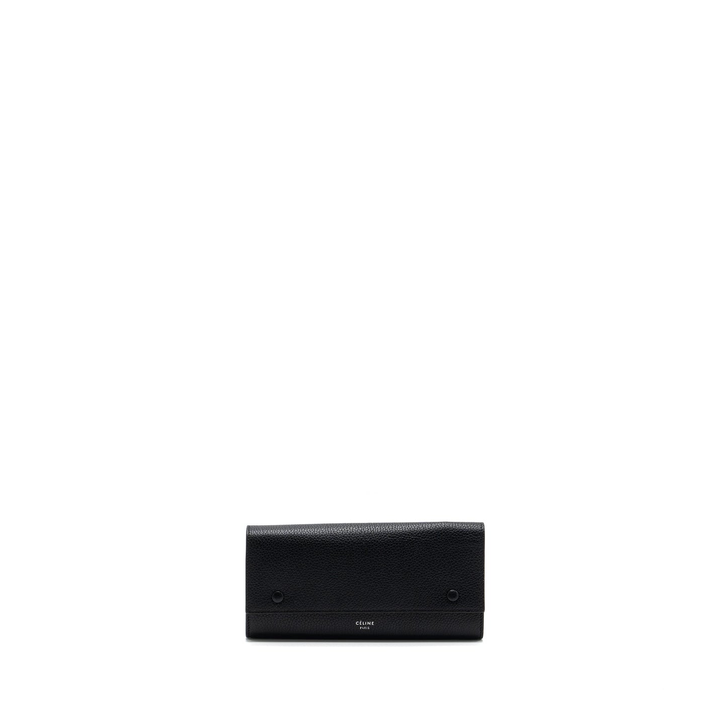 Celine Long Wallet Grained Calfskin Black