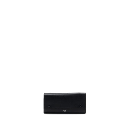 Celine Long Wallet Grained Calfskin Black