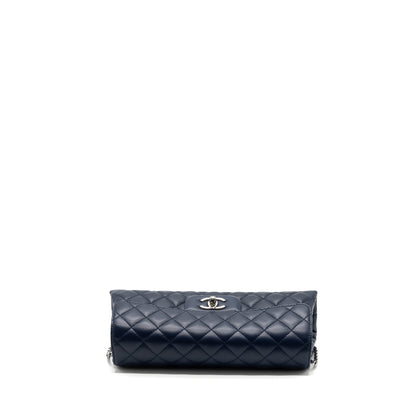 Chanel quilted long flap bag lambskin dark blue SHW