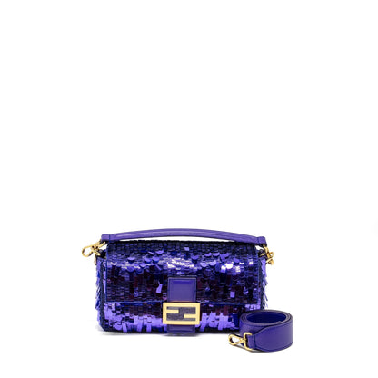 Fendi Baguette Purse Limited Edition Sequin/Leather Purple