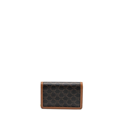 Luxury CELINE Wallet on Chain Margo Triomphe Canvas/Calfskin Tan