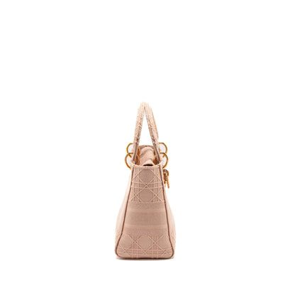 Dior Medium Lady D-Lite Purse Cannage Embroidery Rosewood Pink Hardware