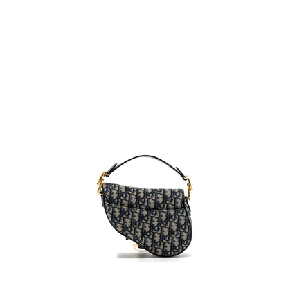 Dior Mini Saddle Purse Blue Oblique Jacquard