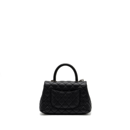Chanel small coco handle caviar / lizard handle black ruthenium hardware