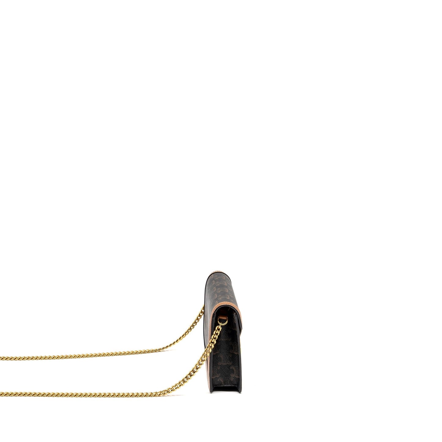 Luxury CELINE Wallet on Chain Margo Triomphe Canvas/Calfskin Tan