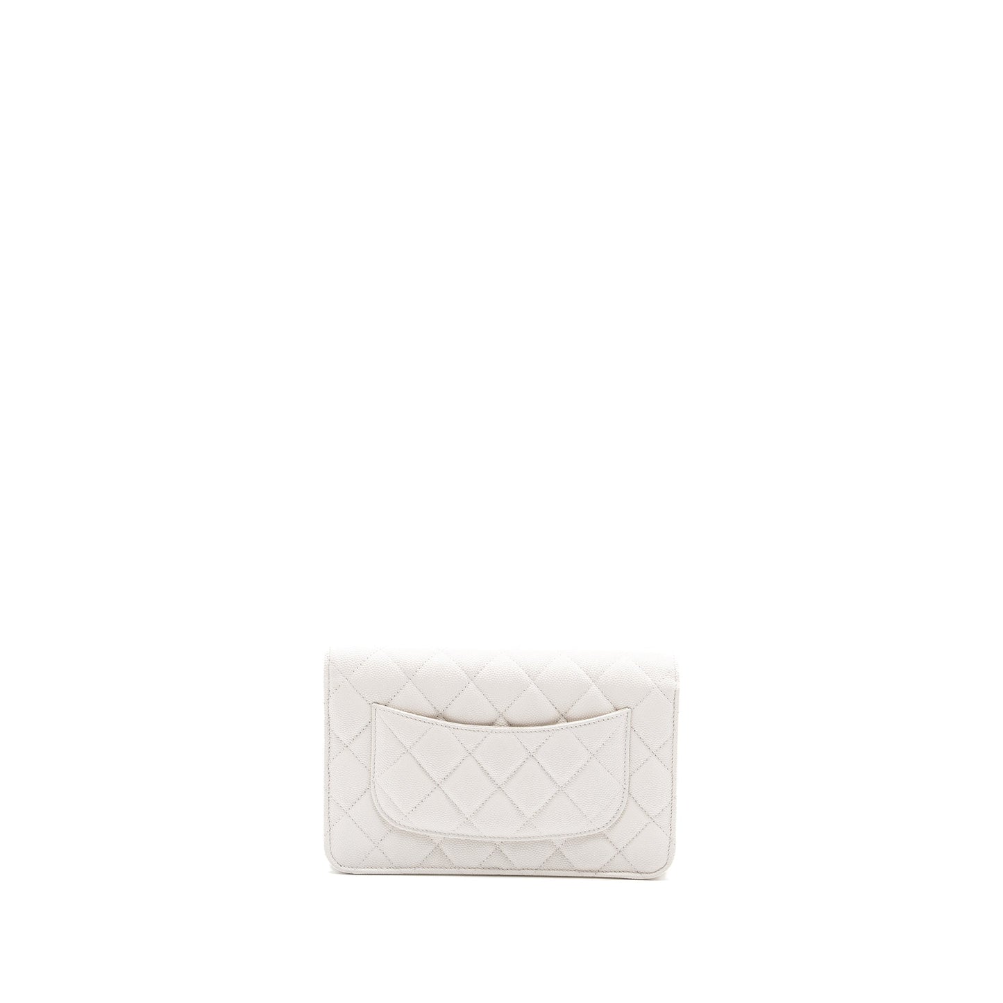 CHANEL classic wallet on chain caviar white LGHW (Microchip)