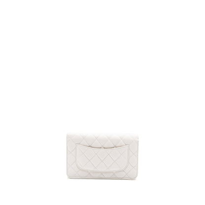 CHANEL classic wallet on chain caviar white LGHW (Microchip)
