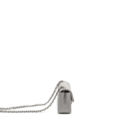 Chanel Mini Rectangular Flap Bag Lambskin Light Grey SHW(Microchip)