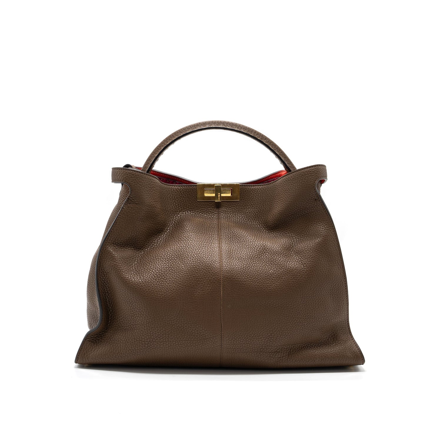 Fendi Peekaboo X-Lite Roma Amor handle Purse Calfskin Brown/Pink/Red