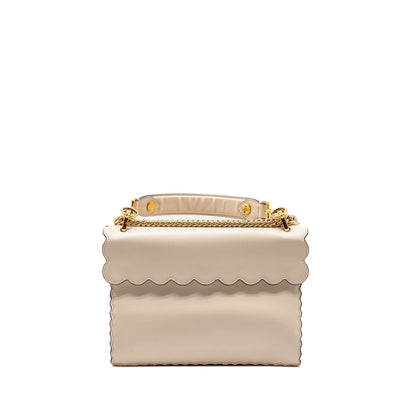 Fendi Kan I Flap Purse Calfskin Leather Cream White