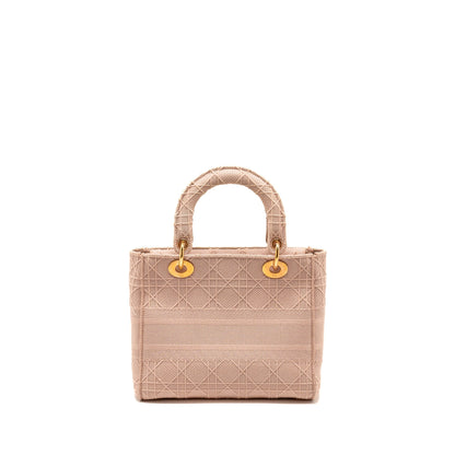 Dior Medium Lady D-Lite Purse Cannage Embroidery Rosewood Pink Hardware