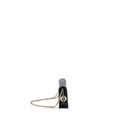 Dior Lady Dior Pouch with Chain patent dark blue
