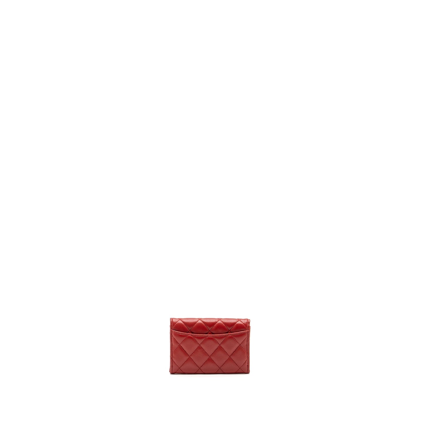 Chanel Flap Card Holder Lambskin Red SHW