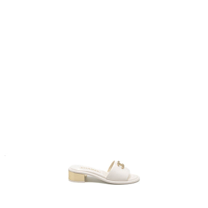 Chanel Size 36 23K Mules Lambskin White SHW