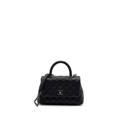 Chanel small coco handle caviar / lizard handle black ruthenium hardware