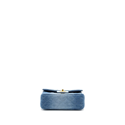 CHANEL 24S Mini Rectangular Flap Bag Denim Blue GHW (Microchip)
