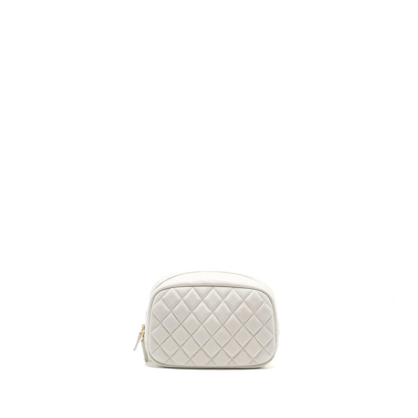 Chanel timeless classic pouch grained calfskin white LGHW (microchip)