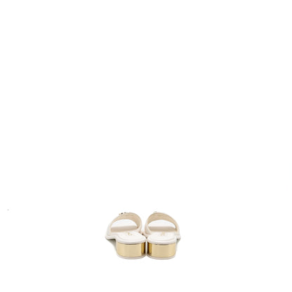 Chanel Size 36 23K Mules Lambskin White SHW