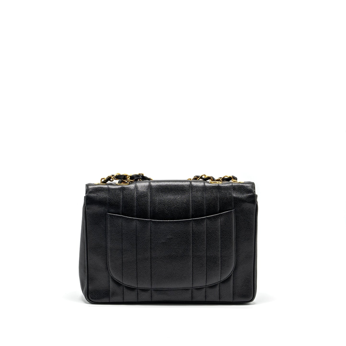 Chanel Vintage Vertical Jumbo Flap Bag Caviar Black GHW