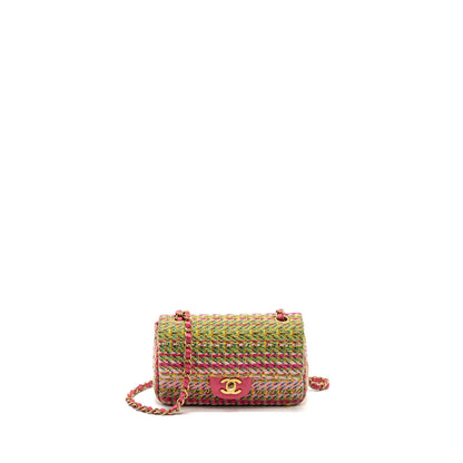 Chanel 21C Mini Rectangular Flap Bag Tweed Multicolour GHW