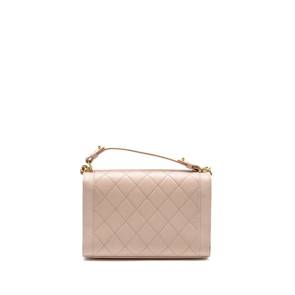 Chanel 17C Click Label Shoulder Bag Calfskin Light Pink LGHW