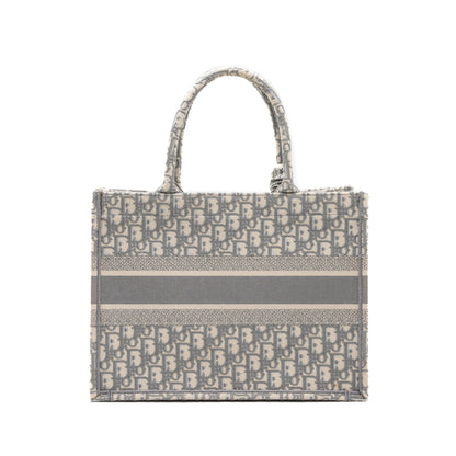 Dior Meidum Book Tote Dior Oblique Embroidery Canvas Ecru/Grey