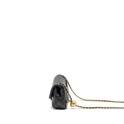 Chanel Pearl Crush Mini Rectangular Flap Bag Lambskin Black GHW