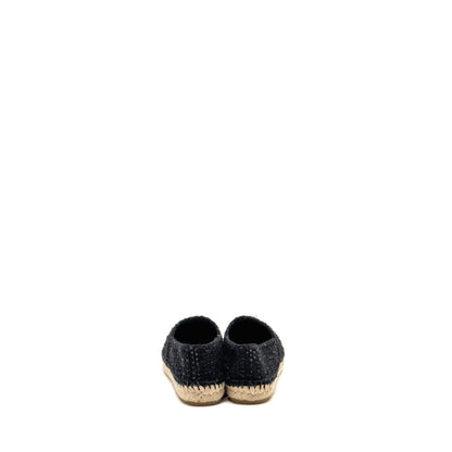 Chanel Size 37 Espadrilles Tweed/Cotton Dark Blue/Black/Multicolour