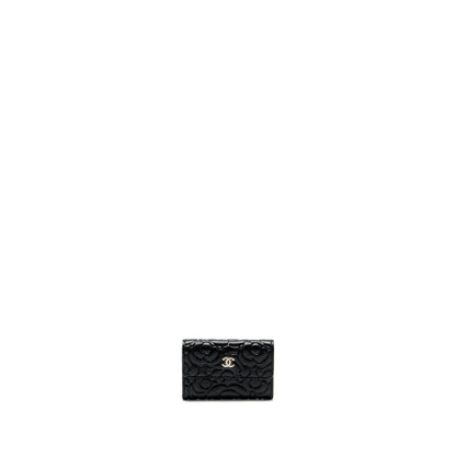 Chanel Camellia Embossed Card Holder Caviar Black SHW