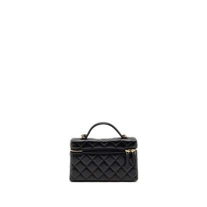 Chanel 25p CC top handle vanity with chain caviar black LGHW(microchip)