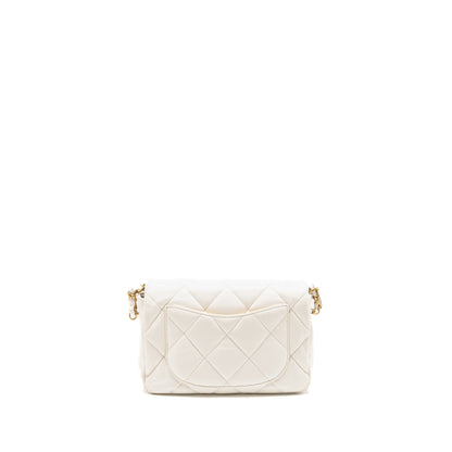 Chanel 23s coco love small flap bag lambskin White GHW (microchip)