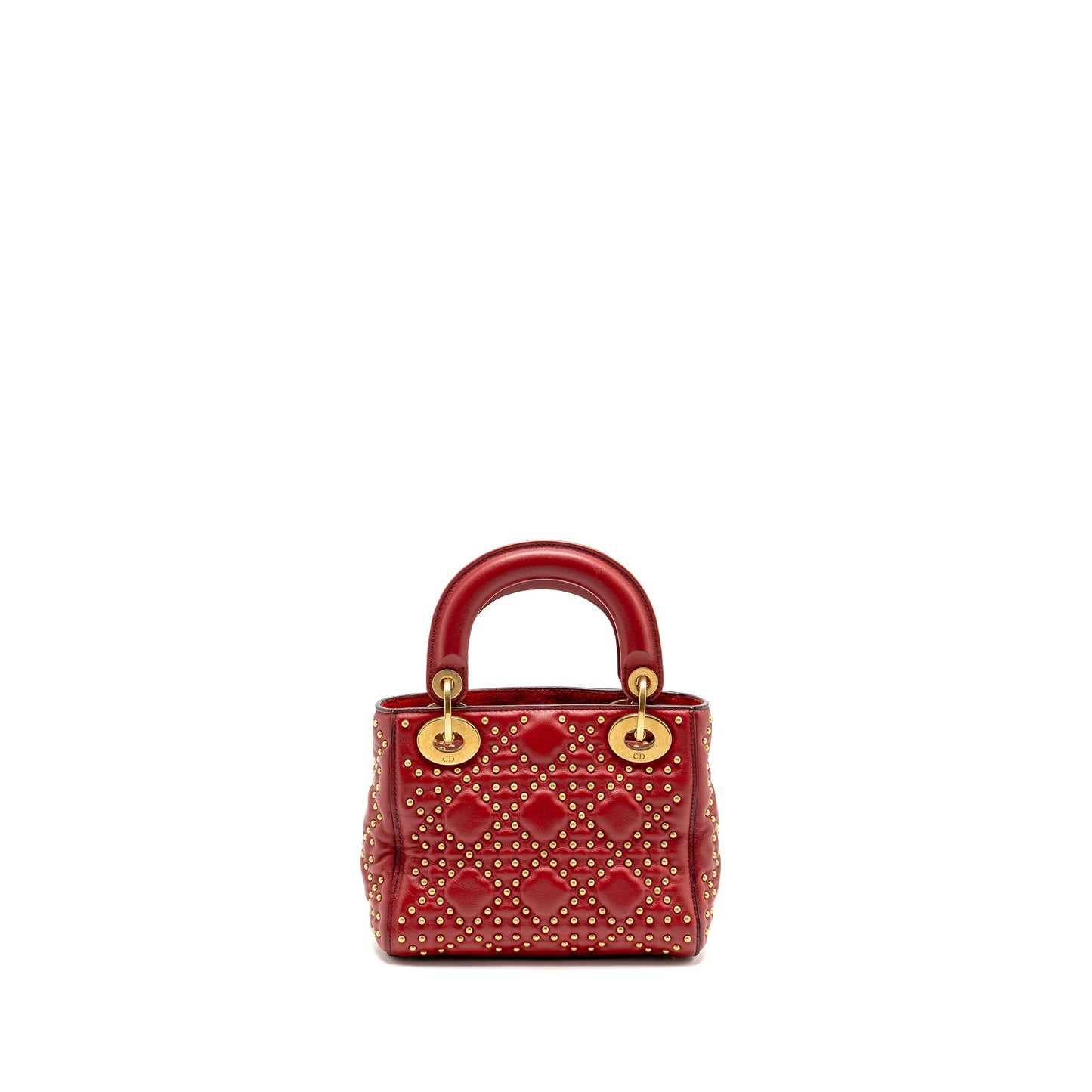Dior Love Charm Mini Lady Dior Studded Lambskin Red