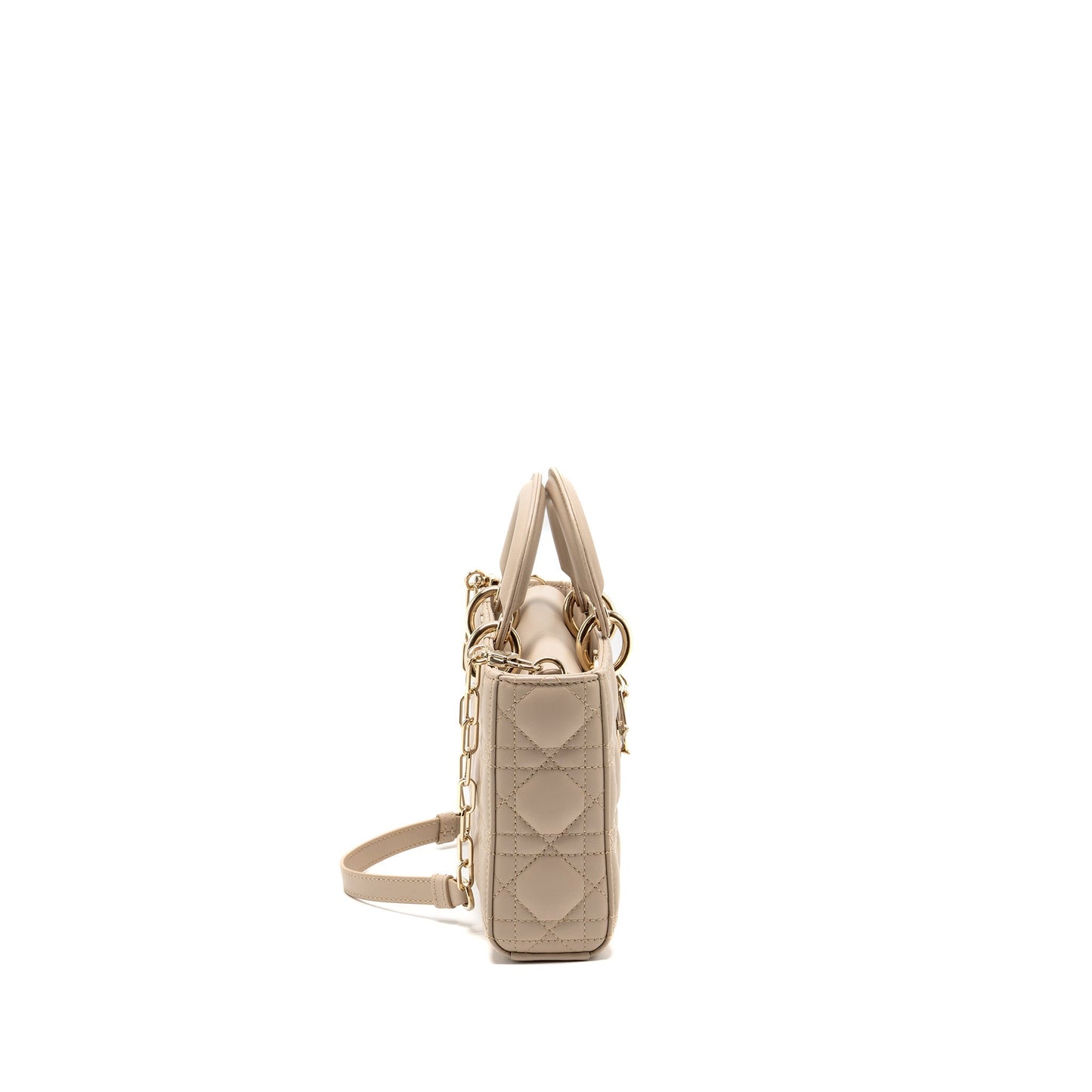 Dior Medium lady D-Joy Purse cannage lambskin powder beige