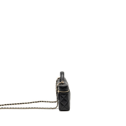 Chanel 25p CC top handle vanity with chain caviar black LGHW(microchip)